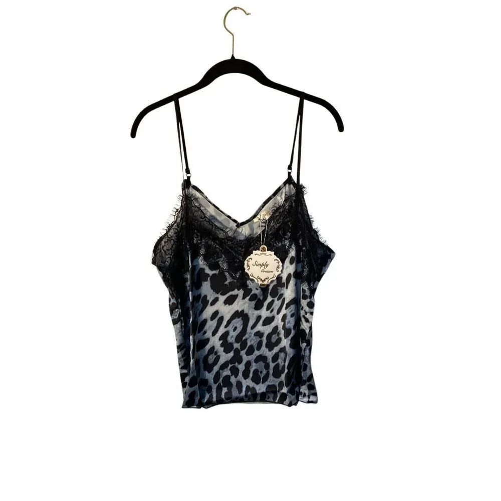 NWT simply couture women’s gray and black leopard wild side camisole L
